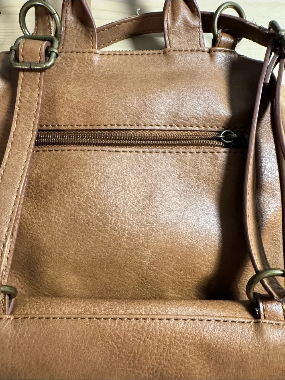 The Sak Brown Floral Embossed Zip Satchel Top Handle Detachable Strap